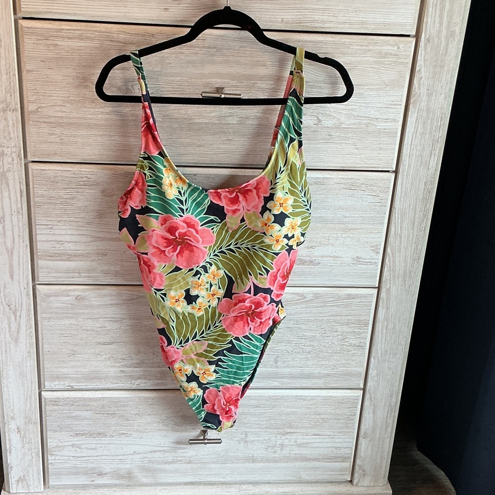 Hurley Floral One Piece Swimsuit - Pink, Yellow, Green